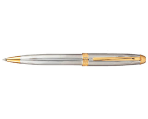 Alain Delon Empire 6677 Ballpoint Pen (Rhodium Plate with 22K Gold Trim)