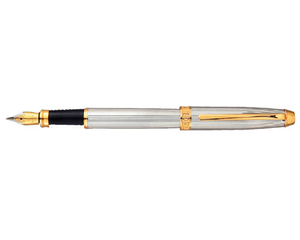 Alain Delon Empire 6677 Fountain Pen (Rhodium Plate with 22K Gold Trim)
