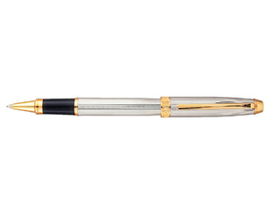 Alain Delon Empire 6677 Rollerball Pen (Rhodium Plate with 22K Gold Trim)